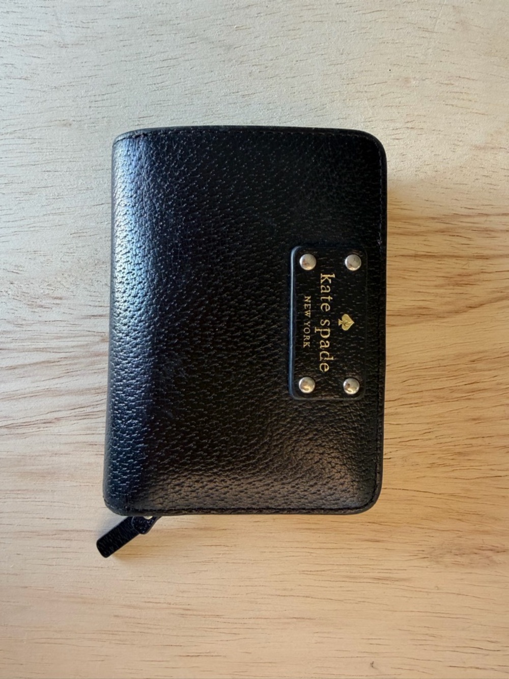 Kate Spade Black Leather Zip Wallet